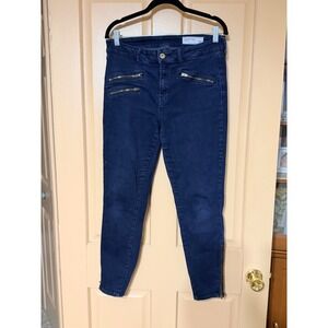 Pistola Womens Skinny Moto Jeans Dark Wash Blue Zipper Pockets Ankle Zip Size 31
